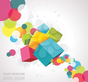 Abstract background with cubes. 3D Vector Design.