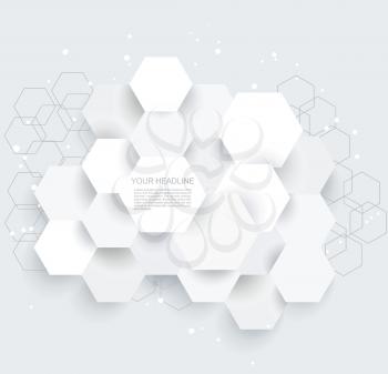 Vector Abstract geometric shape from gray hexagones