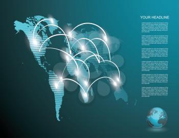 Vector illustration global social media concept. Abstract technology communication design.