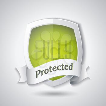 Protection shield concept design. Security badge icon.  Safety label. 