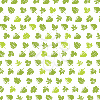 Spring background with green leaves, vector illustration.