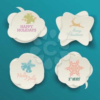Cute Christmas labels or stickers with holiday images.