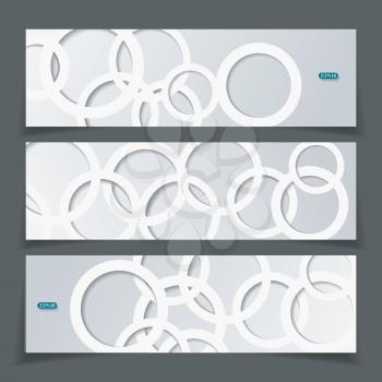 Banners with geometric  background from white paper circles.