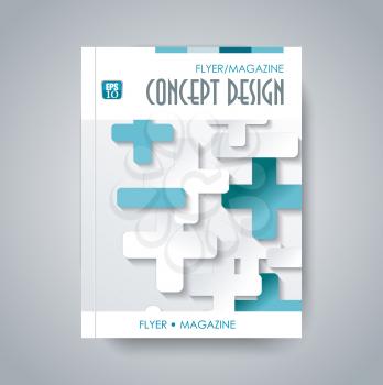 Cover design business brochure, flyer, book, annual report with abstract  background of flat pluses.