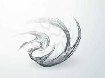 Wavy lines on white background swirling in a fast motion in a spiral. Vector illustration.