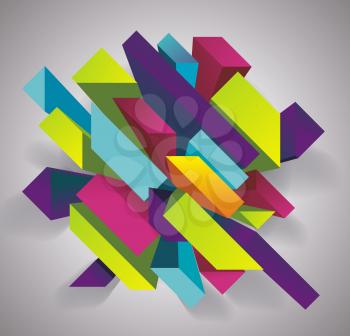 Abstract background with 3d figures, vector illustration.