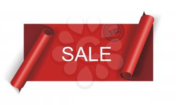Cut red SALE banner, vector.