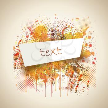 Autum splash design and folded sticker with place for your text.