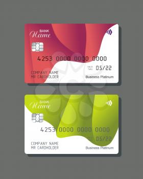 Credit card  with abstract  shape, waves. Detailed abstract credit card concept  for business, payment history, shopping malls, web, print.