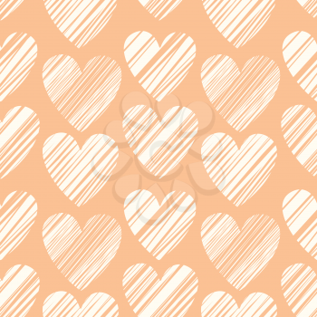 Seamless pattern with grunge textured hearts