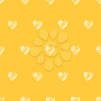 Seamless pattern with bright hand drawn grunge textured hearts