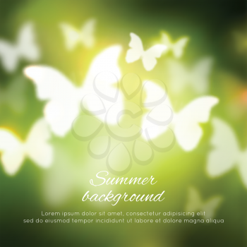Abstract shining spring summer background with butterflies 