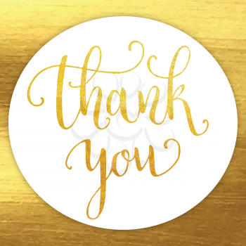 Thank you hand lettering on golden textured background