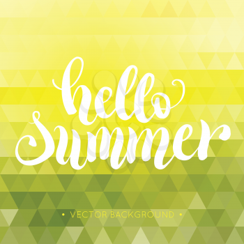 Hello summer hand lettering background