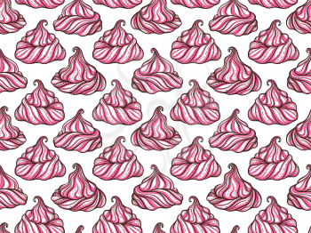 French meringue cookies seamless pattern. Doodle decorative hand drawn vector illustration