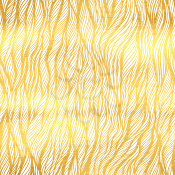 Abstract doodle wavy line golden seamless pattern set. Universal basic background. Shining luxury glamour vector illustration