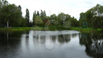 the beautiful summer landscape with picturesque lake