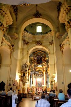 White hall in the beautiful Catholic church