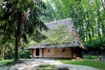 old rural house in Carpathian region in Ukraine