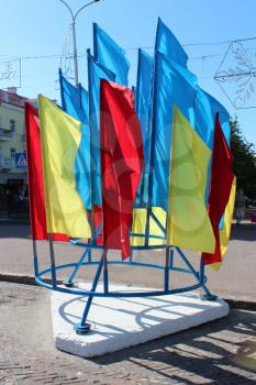multicolor flags on the national holiday of Ukraine