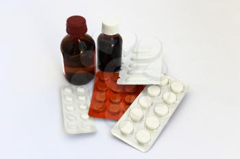 the image of packings with pills and drugs