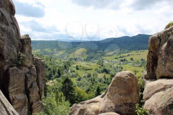 big gorge and picturesque view to the Carpathian mountains
