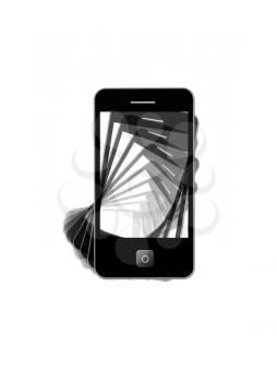 image of modern mobile phone with black shadows