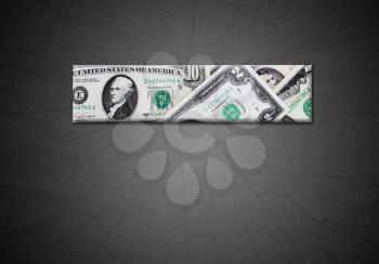 strip from dollars on the abstract gradient dark background for the advertising text