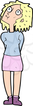 Royalty Free Clipart Image of a Girl Looking Up