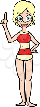 Royalty Free Clipart Image of a Woman in Striped Swimsuit