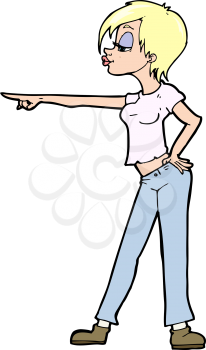 Royalty Free Clipart Image of a Female Pointing