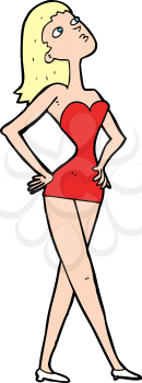 Royalty Free Clipart Image of a Female in a Dress