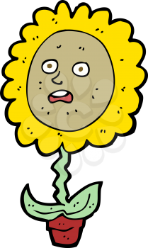 Royalty Free Clipart Image of a Flower with a Face