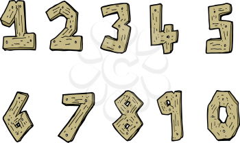 Royalty Free Clipart Image of Wooden Numbers