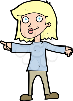 Royalty Free Clipart Image of a Happy Woman Pointing