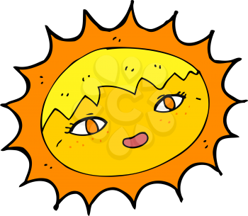 Royalty Free Clipart Image of a Sun with a Face