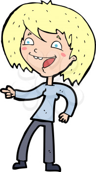 Royalty Free Clipart Image of a Woman Smiling and Pointing