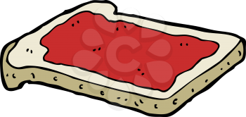 Royalty Free Clipart Image of a Slice of Bread with Jam