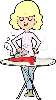 Royalty Free Clipart Image of a Woman Ironing