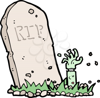 Royalty Free Clipart Image of a Zombie Arm Coming Out of a Grave