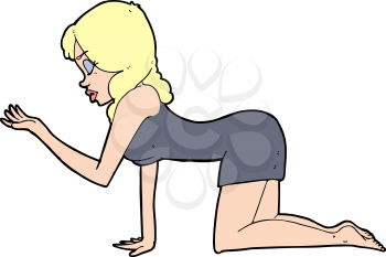 Royalty Free Clipart Image of a Woman on Her Knees