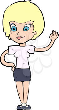 Royalty Free Clipart Image of a Woman With Hand Raised