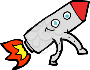 Royalty Free Clipart Image of a Rocket With Legs