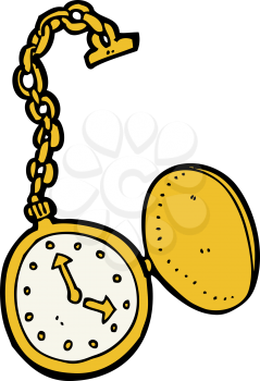 Royalty Free Clipart Image of a Gold Pocket Watch