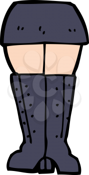 Royalty Free Clipart Image of a Pair of Tall Boots and a Mini Skirt