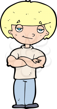 Royalty Free Clipart Image of a Boy with Arms Folded