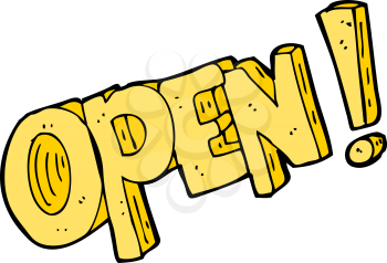 Royalty Free Clipart Image of OPEN! Text