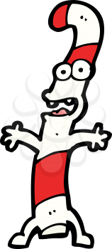 Royalty Free Clipart Image of a Candy Cane Character