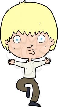 Royalty Free Clipart Image of a Boy Waving Both Arms