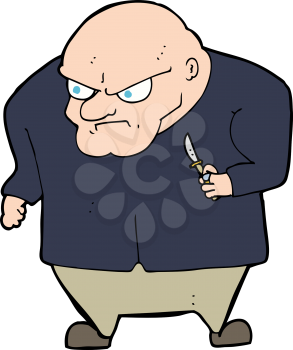 Royalty Free Clipart Image of an Angry Man Holding a Knife
